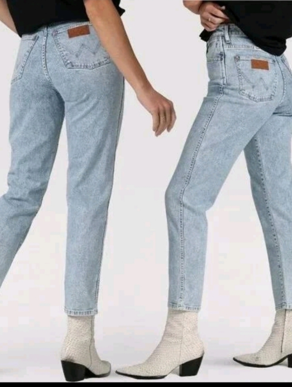 Wrangler Womens Stonewashed Mom Jeans  Acid Wash 112324871 Western Retro 30x29
